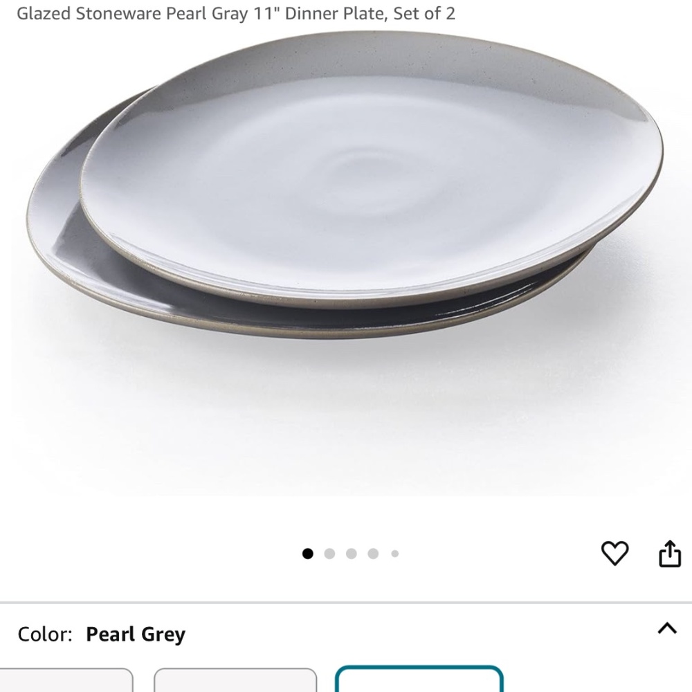 Keltum Glazed Stoneware Pearl Gray 11" Dinner Plate, Set of 2